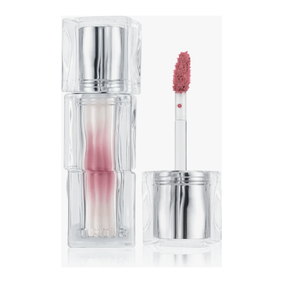 TIR TIR Hydrating & Glowlasting Waterism Glow Tint in a clear applicator with pink tint, designed for hydration and shine.
