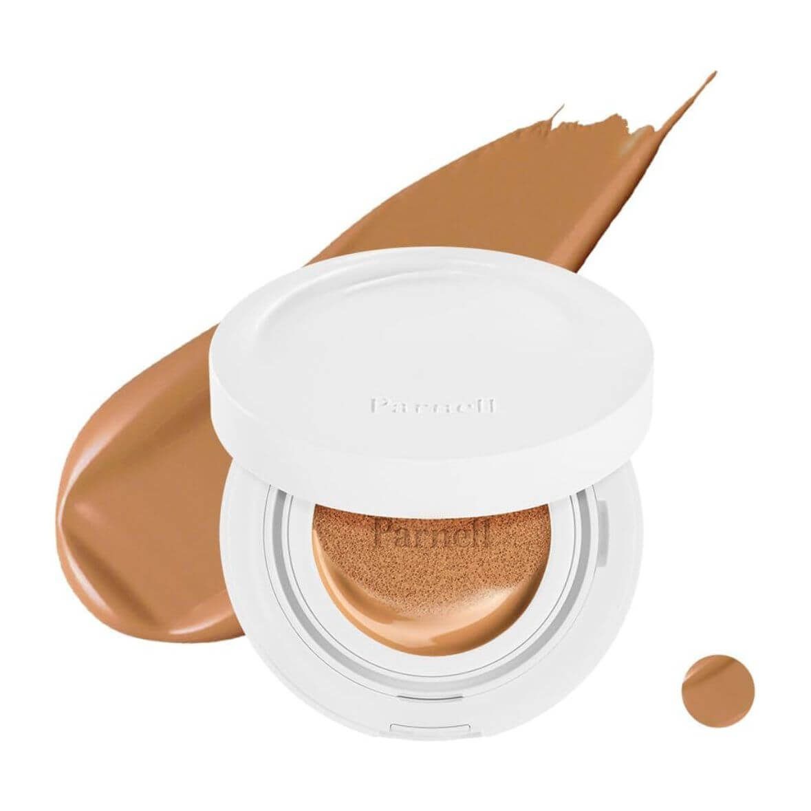 Parnell - Cicamanu Serum Cushion with a smooth serum-infused foundation and a swatch of product.