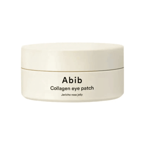 ABIB Collagen Eye Patch Jericho Rose Jelly in a cream-colored jar for rejuvenating eyes.