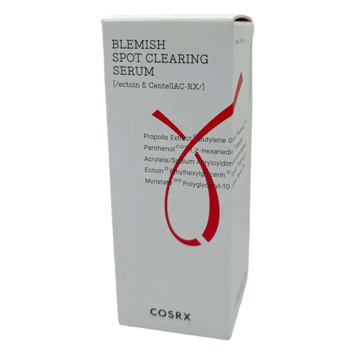 COSRX AC Collection Blemish Spot Clearing Serum packaging with healing ingredients for radiant skin.