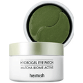 HEIMISH Matcha Biome Hydrogel Eye Patch in jar with green patches for soothing and anti-aging effects.