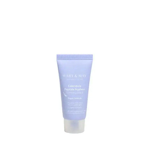 MARY & MAY Calendula Peptide Ageless Sleeping Mask 30g tube for overnight skin hydration and nourishment.