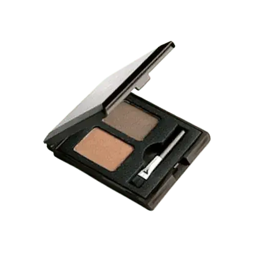 SKINFOOD Choco Eyebrow Powder Cake 2g open compact showing two shades and brush for precise eyebrow application.