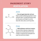Ingredient story featuring AHA and PHA benefits for exfoliation and skin care.