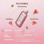 SKINFOOD Pink Grapefruit AHA Toner 200ml features AHA and BHA for exfoliation and smoothing skin texture.