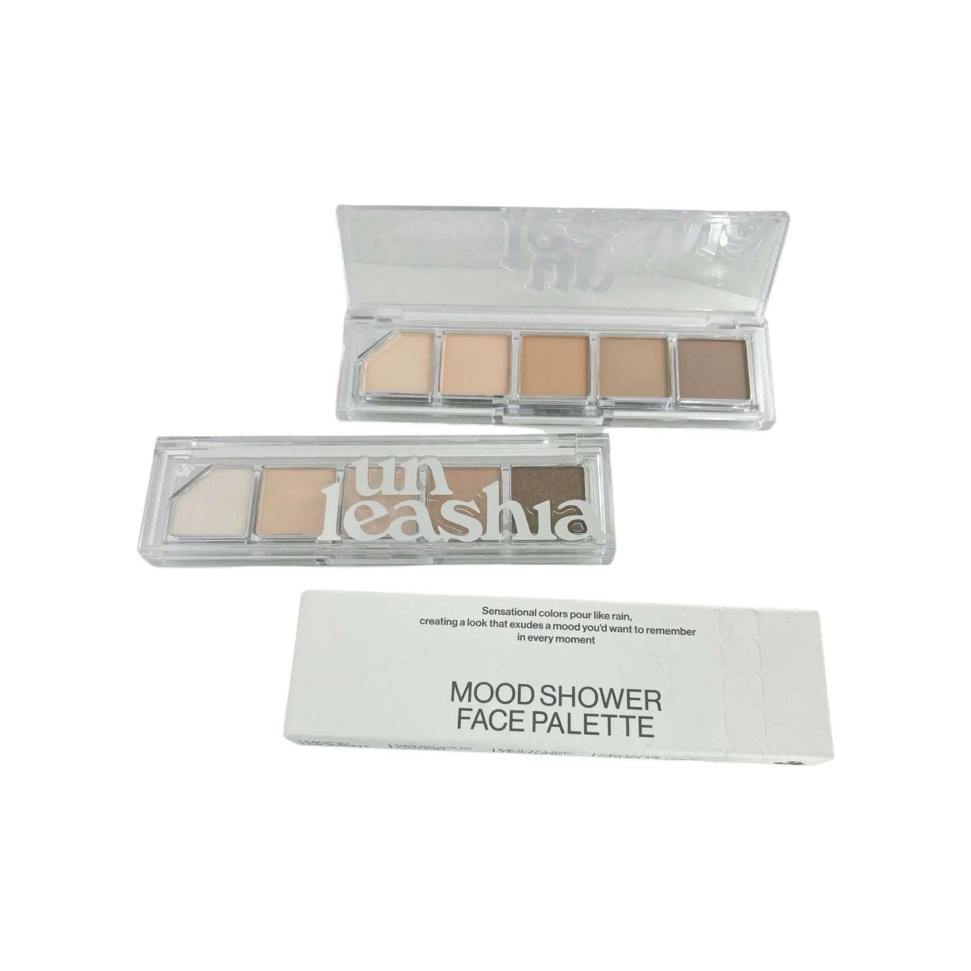 UNLEASHIA - Mood Shower Face Palette with five shades, perfect for daily eye makeup and versatile for other uses.